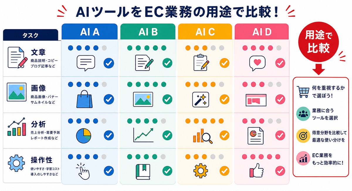 AIによる商品比較で必要な情報項目を整理した表