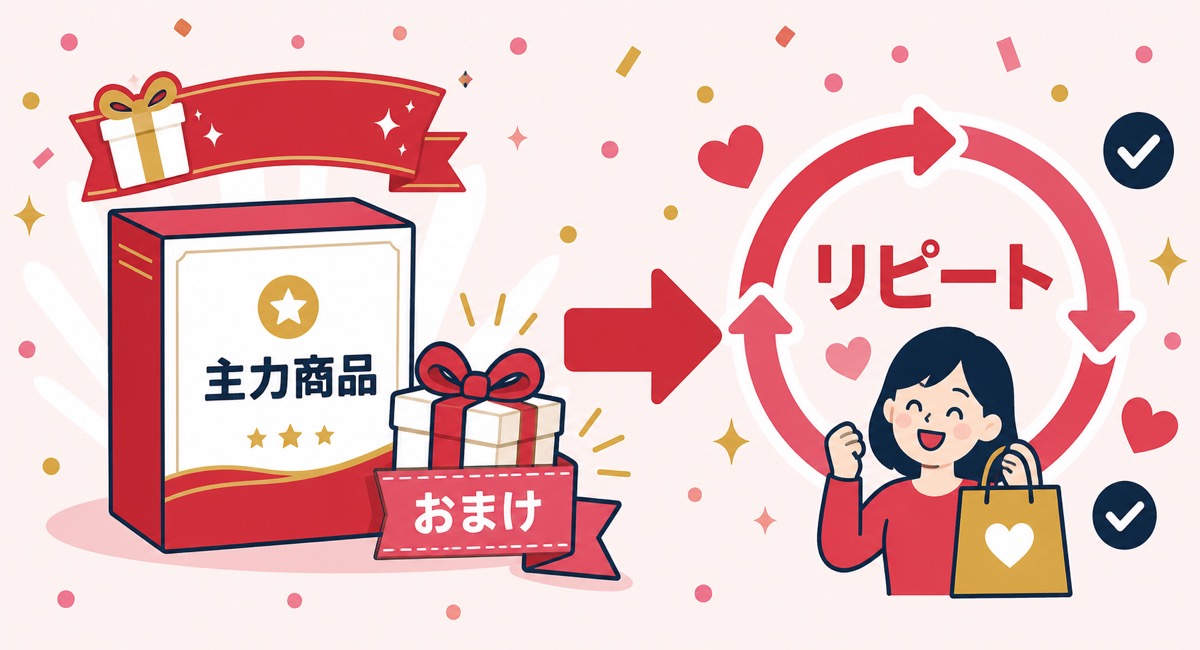 Yahoo!ショッピングのおまけ企画で売上軸を増やす流れを示した図