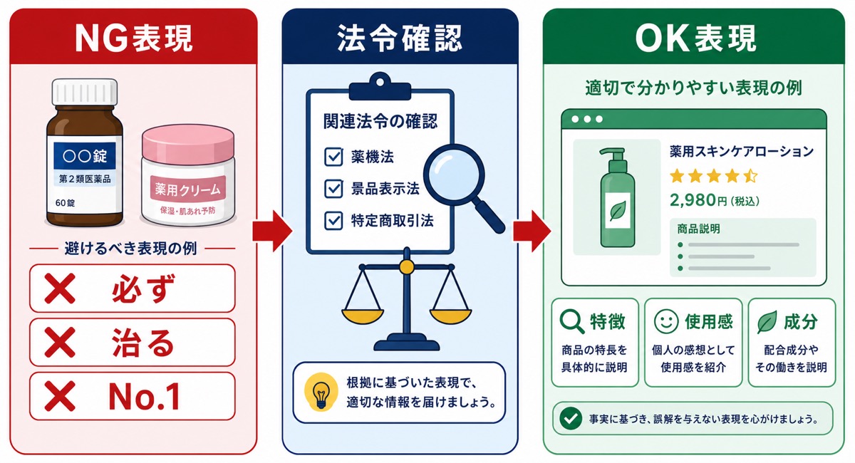 Yahoo!ショッピングにおける商品区分別の必須記載事項を示した図