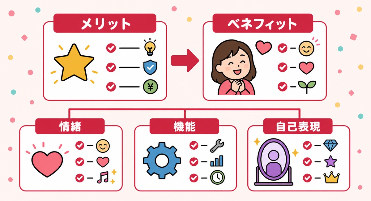 Yahoo!ショッピングでのユーザーベネフィットの分類を示した図