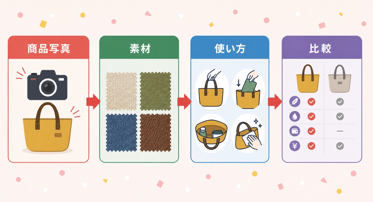 Yahoo!ショッピングで写真が少ない場合の画像構成の使い分けを示した図